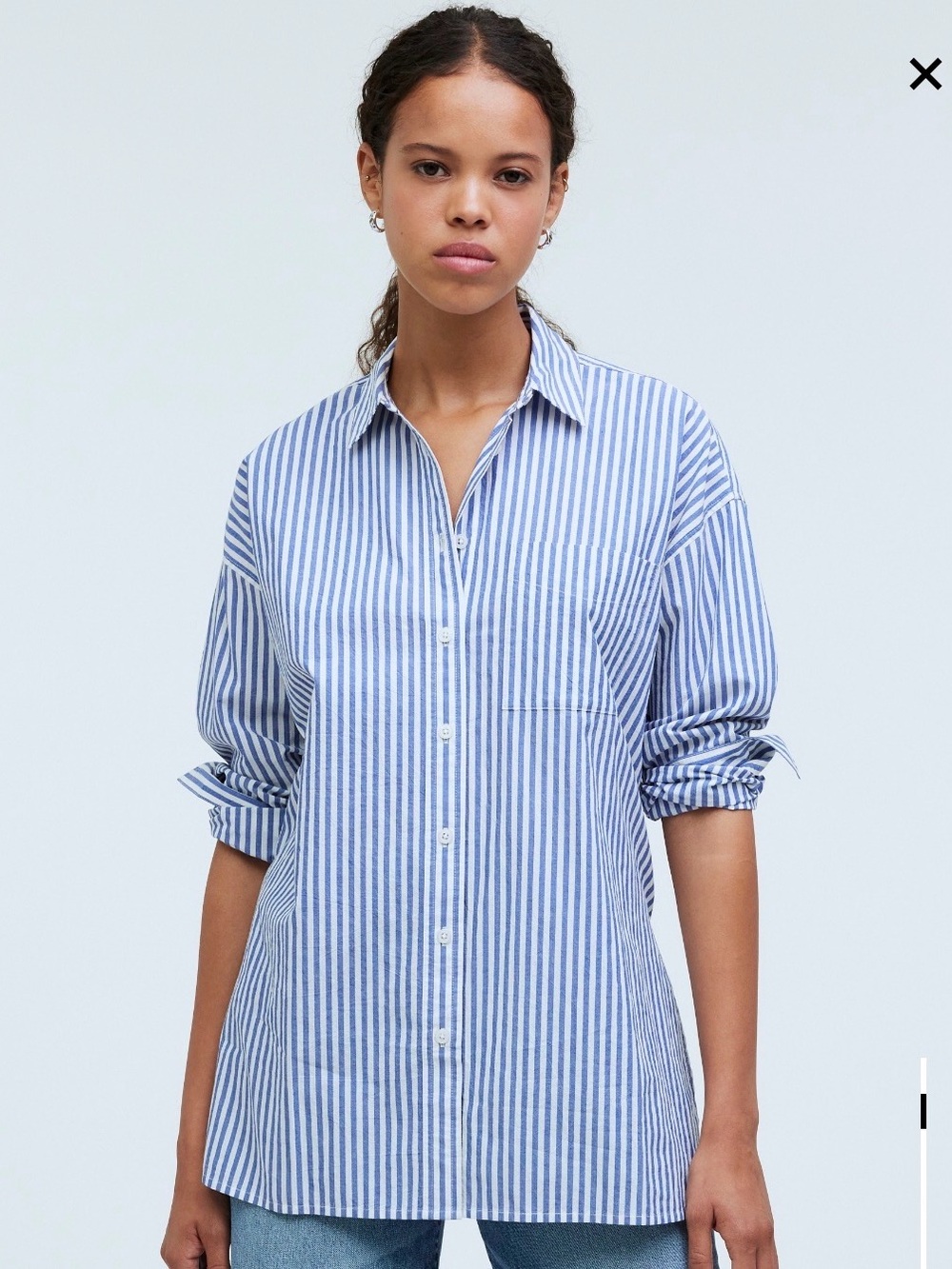 Madewell Striped Cotton Button Down Blue & White